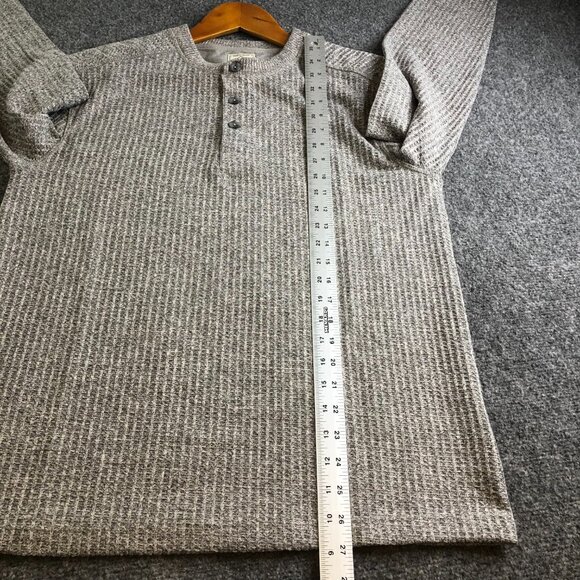 Next 1982 Henley Shirt Mens Small Gray Long Sleeve Textured Ribbed Stretch - Picture 6 of 9
